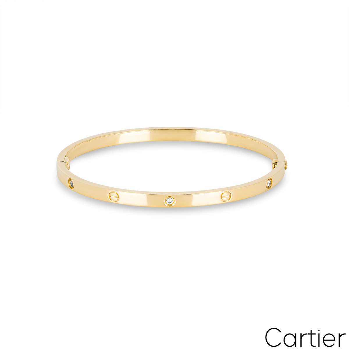 Cartier Yellow Gold Half Diamond SM Love Bracelet Size 17 B6047217 Cartier Yellow Gold Half Diamond SM Love Bracelet Size 17 B6047217